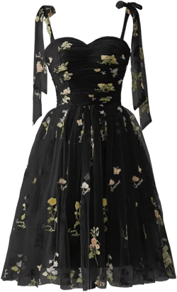 Spaghetti Straps Tulle Homecoming Dress for Teen Flower Embroidery Prom Dress Pleated A Line Cocktail Dress 26 Plus Short-black