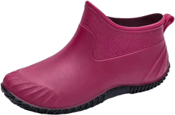 Rain Boots For Women All Seasons Short Outdoor Non-Slip Cotton Shoes Warm Rubber Shoes Fishing Rubber Boots 39 Red and Padded