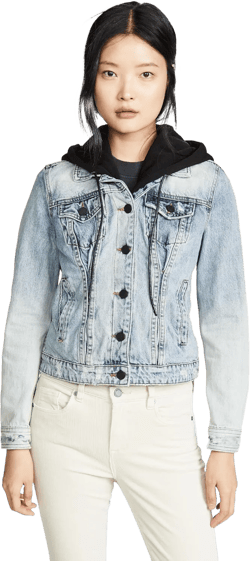 [BLANKNYC] womens Black Hooded Denim Jacket, Comfortable & Stylish Coat
