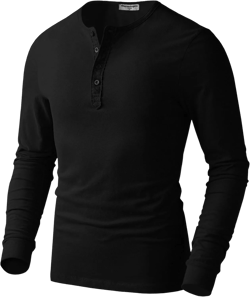 Derminpro Men's Henley Cotton Casual Short/Long Sleeve Lightweight Button T-Shirts Medium Black # Henley Neck