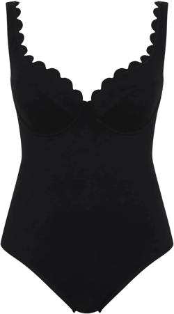 Panache Swim Spirirt Rita Underwire One Piece Swimsuit | Black, 34J | One Piece Swimsuit for Women, Tummy Control, Scallop Edge, Plunge Neckline, Textured Fabric, Classic Bathing Suit at Amazon Women’s Clothing store