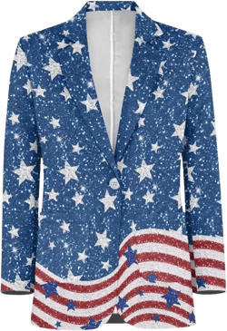 Men's Casual Lapel Blazer Muticolor One Button Suit Regular Fit Sports Coats Jackets for Prom,Party,Dinner X-Small American Flag Shiny