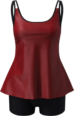 Women Tankini Swimsuit Two Pieces Adjustable Strap Loose Fit Plus Size Bathing Suit Comfort Full Coverage Swimwear XX-Large E-red
