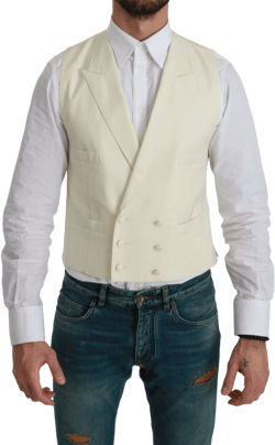 Dolce & Gabbana Elegant Cream Wool Dress Vest