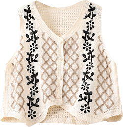 Women Vest, Women Crochet Knit Diamond Sweater Vest Button Up Crop Cardigan Waistcoat, 30.00 * 24.00 * 2.00CM