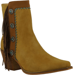 ARiIDER GIRL Gizelle Women's Mid Calf Fringe Booties Snip Toe Stacked Heel Buckle Studded Western Boots… 10 Whiskey