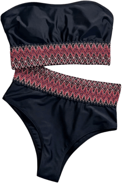 SOLY HUX Bathing Suit for Women Chevron Print Bandeau High Waisted Bikini Sets Two Piece Swimsuit Black Chevron Small