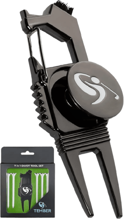 Golf Divot Tool with Golf Ball Marker and Golf Tees 3 1/4 inch - Golf Gifts for Men - Golf Accessories for Women Black