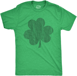 Mens Distressed Clover T Shirt Cool St Patricks Day Vintage Shamrock Awesome Graphic Tee - Crazy Dog Men's T Shirt Green 4XL