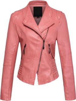 chouyatou Women's Casual Collarless Cropped Pu Leather Biker Jacket XX-Large Pink