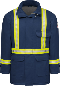 Bulwark Flame Resistant 7 oz Cotton/Nylon Excel FR ComforTouch Regular Deluxe Parka with Fully Insulated Stand-up Collar,Navy X-Large
