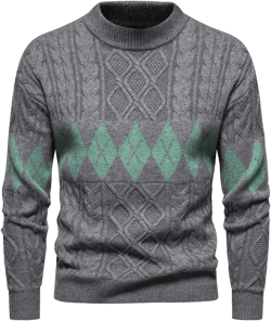 Crewneck Sweaters for Men Crochet Knit Fashion Casual Pullover Fall Jumper Tops Long Sleeve Loose Comfort Solid Color Sweater