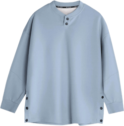 Men's Cotton Henley Shirt Button Crewneck Pullover Tops Fall Lightweight Shirts Vintage Long Sleeve Casual Sweatshirt 3X-Large Light Blue