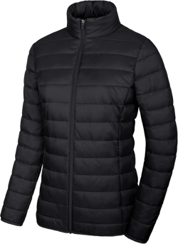 MAGCOMSEN Women's Puffer Jacket Lightweight Quilted Padded 4 Pockets Zip-up Stand-collar Winter Fleece Coat Large Black