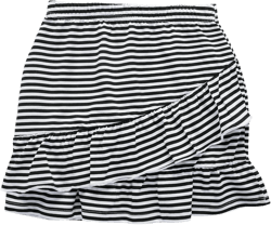 UNACOO 2 Packs 100% Cotton Tiered Ruffle Skirt with Elastic Waistband for Girls Black Stripe (No Shorts) 9-10 Years