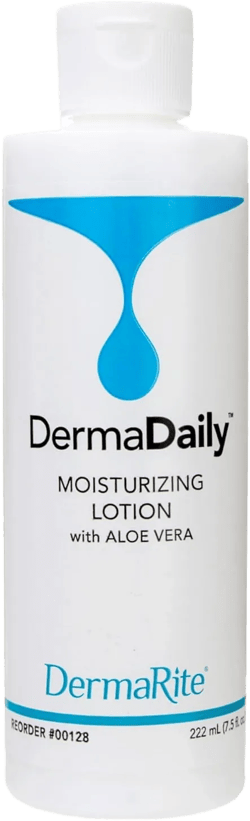 DermaRite DermaDaily Moisturizing Lotion for Hand and Body - Daily Use Skin Moisturizer with Aloe Vera, Non-Greasy Formula - 7.5 oz. Bottle, 1 Count 7.5 Fl Oz (Pack of 1)