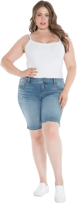 Slink Premium Women's Plus Size Stretch Denim Bermuda Shorts (Mid Blue) 20 Plus Amara