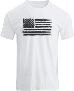 H HYFOL Men's Graphic T-Shirts USA Flag 100% Cotton Short Sleeve American Patriotic Crewneck Casual Regular Tee Shirts 3X-Large White