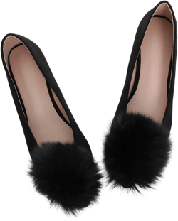 LUXINYU Women's Comfortable Fuzzy Suede Low Heel Pointed Toe Mary Jane Flats Fashion Puff Pompom Dress Shoes Slip On Casual Office Shoes 7.5 Black