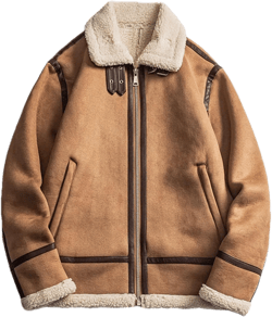 Men Patchwork Plush Lapel Jacket Classic Button Stand Collar Zipper Long Sleeve Coat Medium Orange