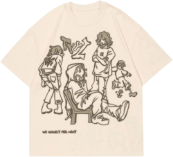 Vamtac Oversized Graphic Tees Y2k Vintage Tops for Men Women Streetwear Unisex T Shirts