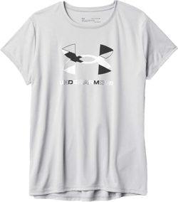 Under Armour Girls' Tech Graphic Big Logo Short-Sleeve T-Shirt Medium Mod Gray Light Heather (011)/Black