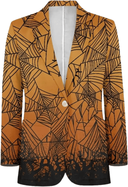 TODIYADDU Mens Casual Blazers with Pockets Ugly Christmas Cardigan Long Sleeve Open Front Work Office Jackets Blazer Suit 4X-Large Halloween Orange Spider Web