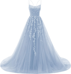 Elegant Lace Prom Dresses Long Spaghetti Straps Corset Formal Evening Dress for Women Ball Gown Party RO046 Light Blue 8