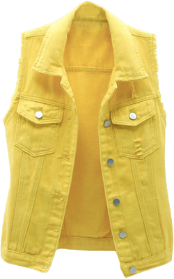 Women's Plus Size Denim Vest with Two Chest Flap Pockets Sleeveless Jackets Frayed Hem Cargo Trucker Jean Vest XX-Large Yellow
