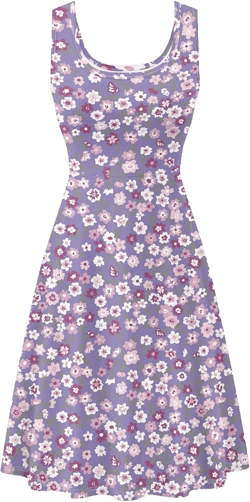 Womens Fashion 2023 Summer Dresses, Music Note Print Beach Sun Dress Sleeveless Crewneck Loose Dress with Pocket Purple Floral 3X-Large