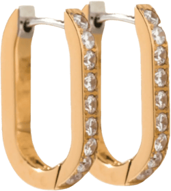 | Hypoallergenic Earrings | Titanium Pavé Trendsetter Hoop Earrings | Oval Silver Crystal Detail | Titanium Silver Hoop Earrings | Silver Hoops for Women, Sensitive Ears, Earring Set Gold
