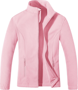 MAGCOMSEN Women's Fleece Jacket Zip Up Coat Lightweight Soft Warm Long Sleeve Jackets with Pockets for Winter Large Pink