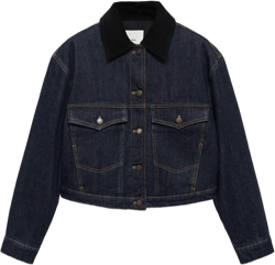 Denim jacket with contrast collar