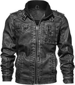 Men PU Leather Jacket Casual Thick Motorcycle Jacket