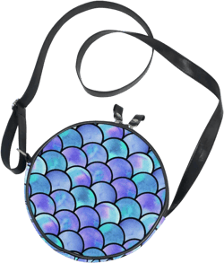 Round Crossbody for Women Mermaid Scale Circle Bag Handbag