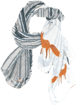 Orange Fox In White Snow Winter Forest Landscape Women Long Silk Scarf, Shawl Chiffon Large Stole Headscarf, Lightweight Sunscreen Satin Scarves Wraps for Wedding Party Gift