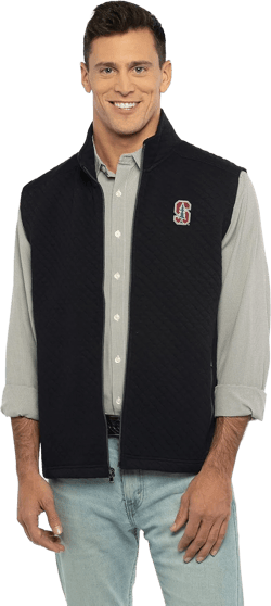 Men's Collegiate Full Zip Quilted Vest Stanford Cardinal Large Team Color