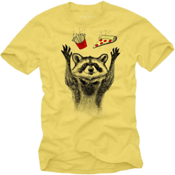 MAKAYA Raccoon T-Shirt for Men - Pizza & Fries Printed Graphic Tee Shirt | Amazon.com