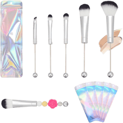FREEBLOSS 5Pcs Beadable Make Up Brushes Set Professional Makeup Brushes Makeup Brishes Set for Women Makeup Brushes with 5Pcs Self Sealing Bag
