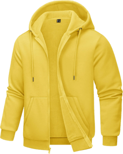 TACVASEN Mens Zip Up Hoodie Fleece Lined Hoodie Jacket Men Full Zip Sweatshirts Outdoor Thermal Athletic Hoodies Yellow Medium