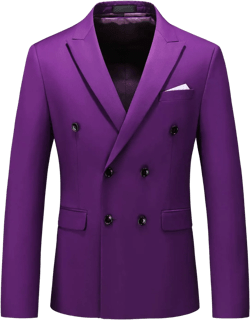 MOGU Men's Double-Breasted Suit Blazer Slim Fit Solid Color Sport Coat Jacket for Business, Wedding, Prom & Formal Events Purple 32