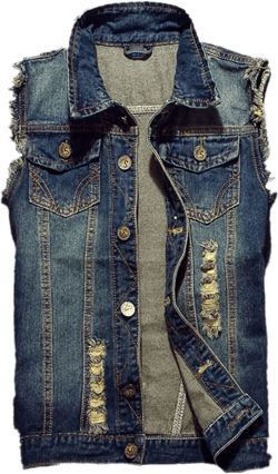 Roquorl Ripped Denim Jacket Men's Denim Vest Hip Hop Denim Jacket Vest Sleeveless Jacket Vest Plus Size 6X-Large Navy