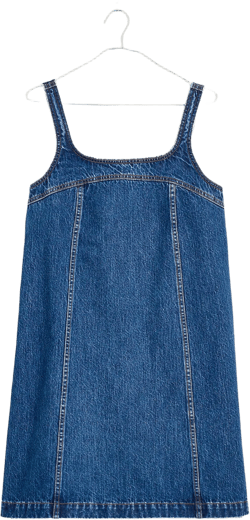Denim A-Line Sleeveless Mini Dress in Ladera Wash