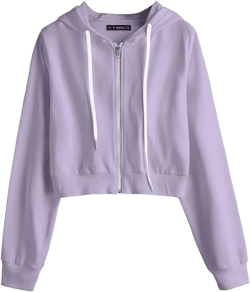 ZAFUL Women's Zip Up Thin Hoodies Long Sleeve Casual Plaid Hoodie Jacket Drop Shoulder Cropped Hooded Sweatshirt Medium Purple