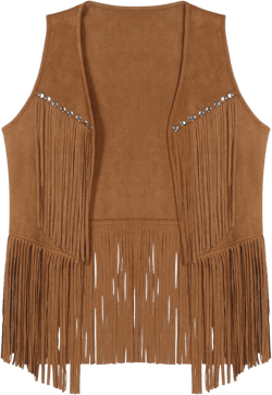 Men's Cowboy Western Fringe Vest Clubwear Outfit Waistcoat Cardigan Faux Suede Tassel Jacket Brown XX-Large