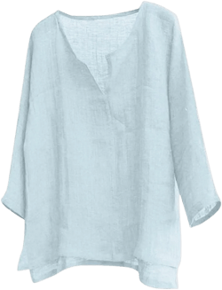 Men Cotton Linen Henley Shirts Hippie Baggy Breathable 3/4 Sleeve Blouse Summer Casual V Neck Beach Yoga Tunic Tops Large Blue