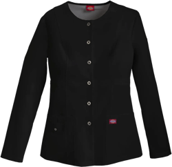 Dickies Women's Xtreme Stretch Crew Neck Snap Front Warm-Up Jacket 5X-Large Plus Black