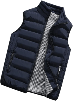 Men's Padded Cotton Puffer Vest Winter Sleeveless Jacket Coat Thick Warm Quilted Outerwear Oversized Vest Puffer Medium 02-dark Blue