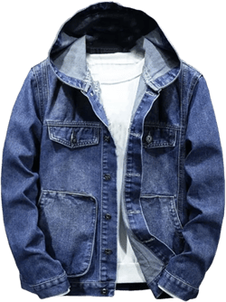 SaoBiiu Men Denim Jackets Hooded Coats Streetwear Hip-Hop Classic Mens Jeans Coats Large Dark Blue