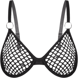 Linjinx Women's No Padding See Through Fishnet Underwire Crop Tops Transparent Mesh Bra Top XX-Large Black